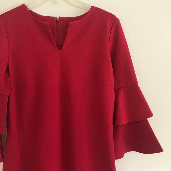 J. Mclaughlin Red Bell Sleeve Dress S - Picture 3 of 6